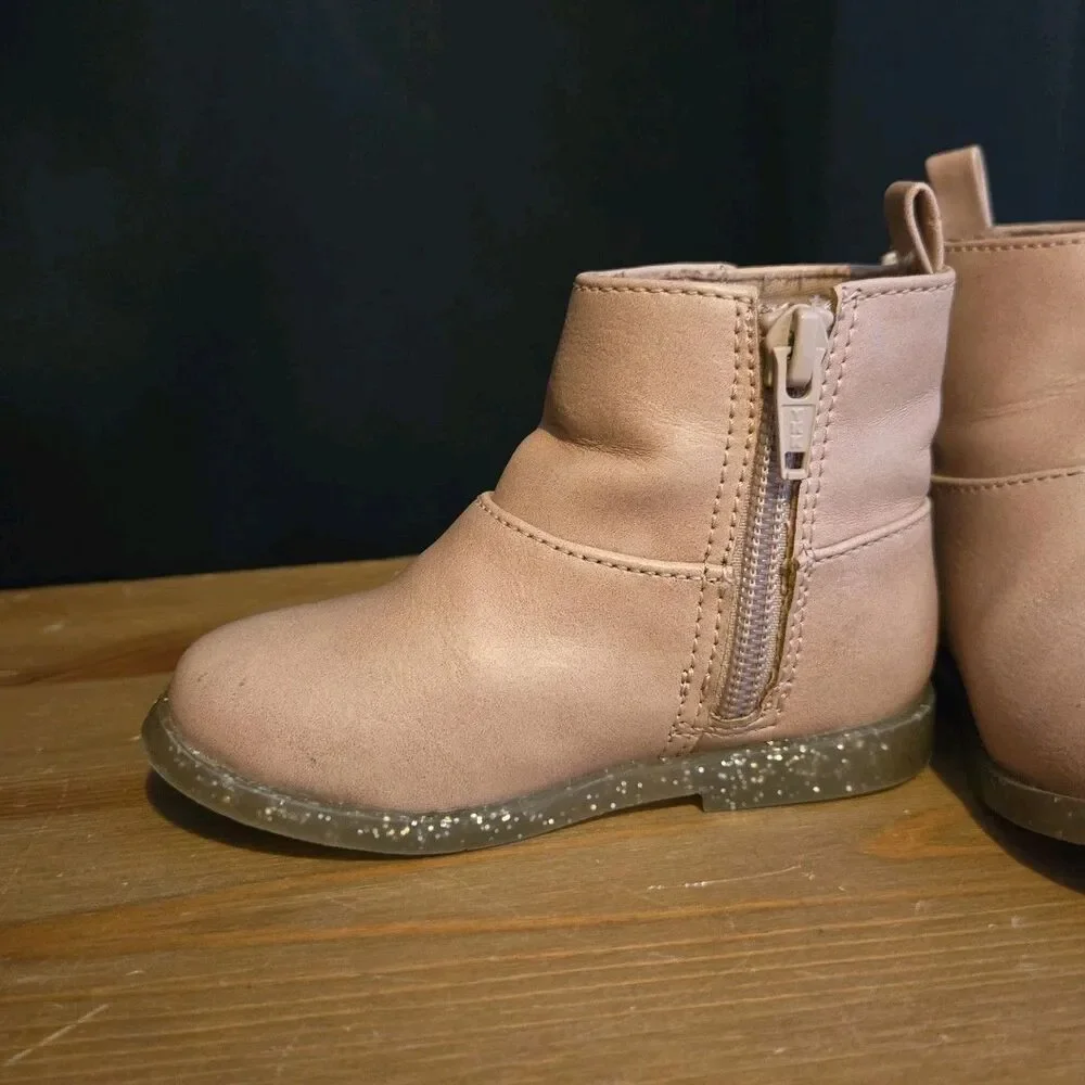 Old Navy Toddler Ankle Boots, Blush Pink Sparkles, Size 6 (13.5)